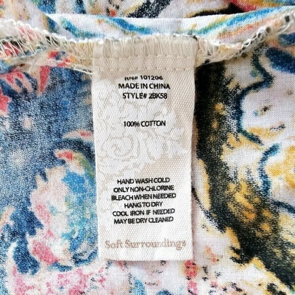 Soft Surroundings Kira Paisley Button Down Shirt Tunic Longline Blouse Top - Picture 12 of 12